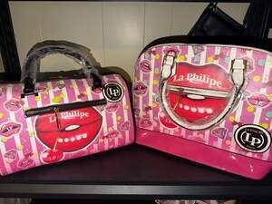 La Philipe Miami Juicy Lips Rhinestone Satchel and Handbag Set